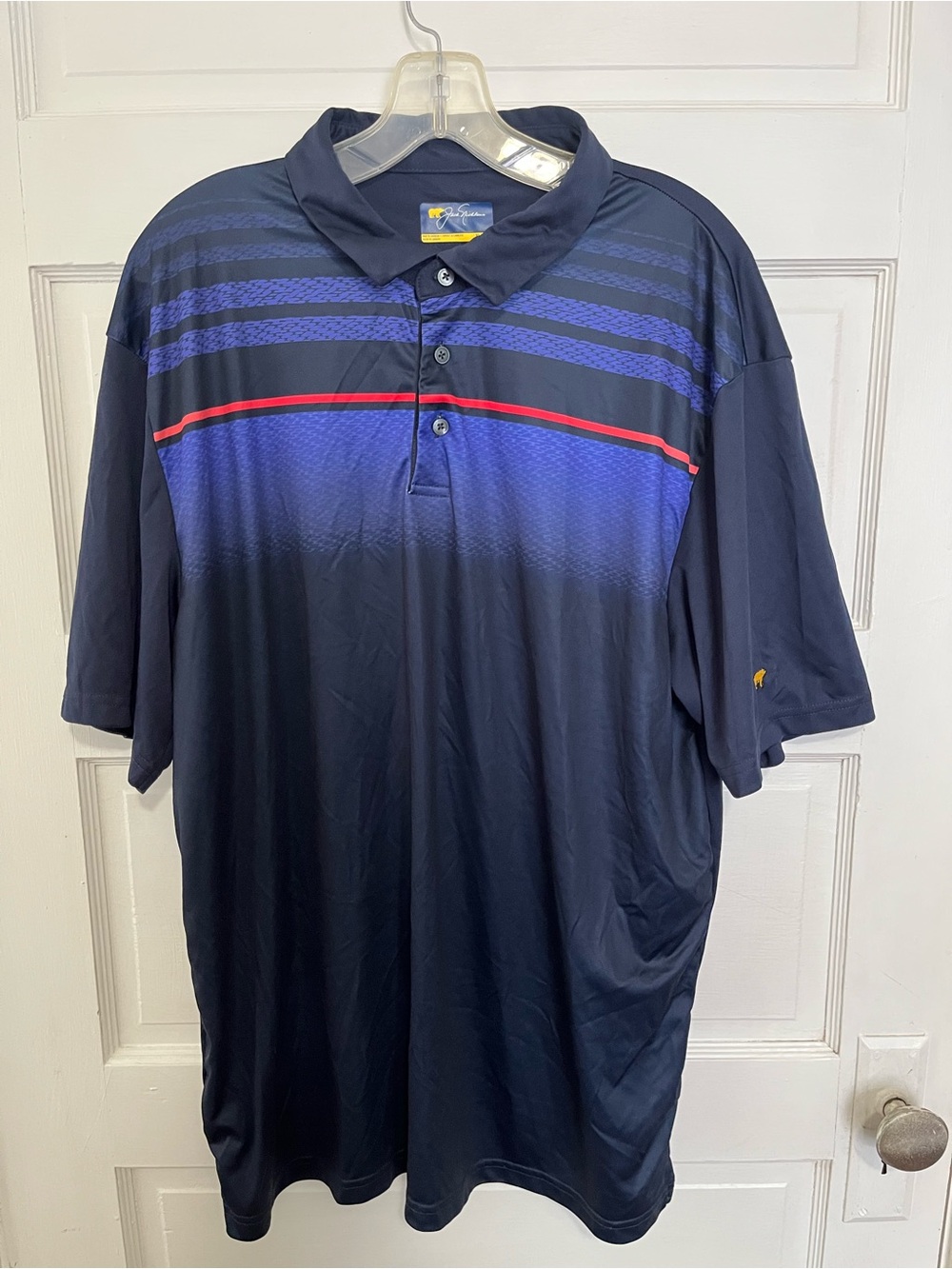 Jack Nickolaus Navy Blue Men's Golf Shirt with Stripe Detail XL